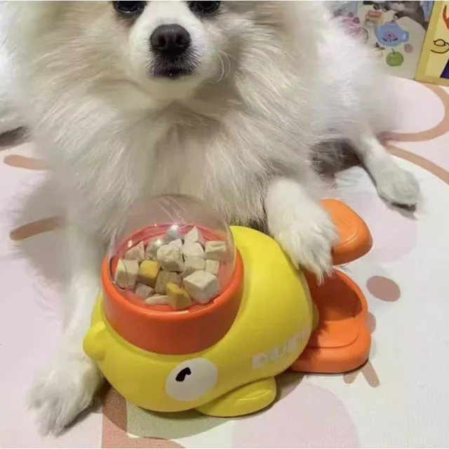 Feeders for Dogs Supplies Pet Intelligence Exercise Cartoon Little Yellow Duck Shape Interactive Dog Toy Anti-slip Design Toys