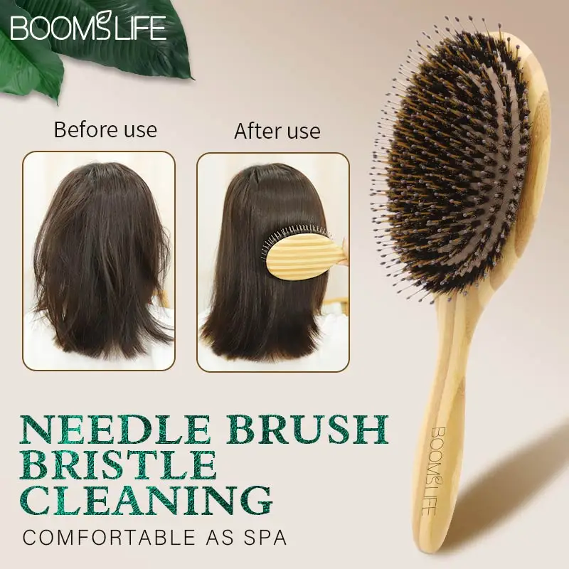 Boar Bristle Hair Brush Women Wood Bamboo HairBrush Professional Curly Airbag Scalp Brush Comb Hair Beauty Care Salon Tools hair comb,curly hair brush,hair styling tools,hair brush comb