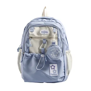 Trendy Star Women Backpack Cartoon Korean Style Nylon Shoulders Bag with Coin Purse Harajuku Student Schoolbag Middle School 1