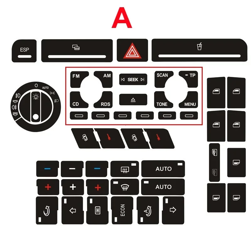 Button Repair Decal Sticker Set for Door Lock and Window Air Conditioner