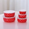 American enamel preservation bowl five-piece set with lid red and white polka dot 4