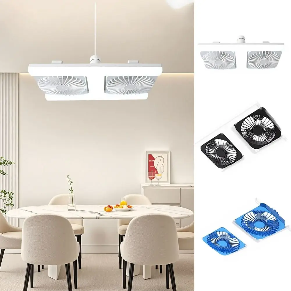 60W 전력 E27 천장 선풍기 저소음 작동 이중 날개 LED 천장 선풍기 에너지 절약 높은 풍량 리모컨 선풍기