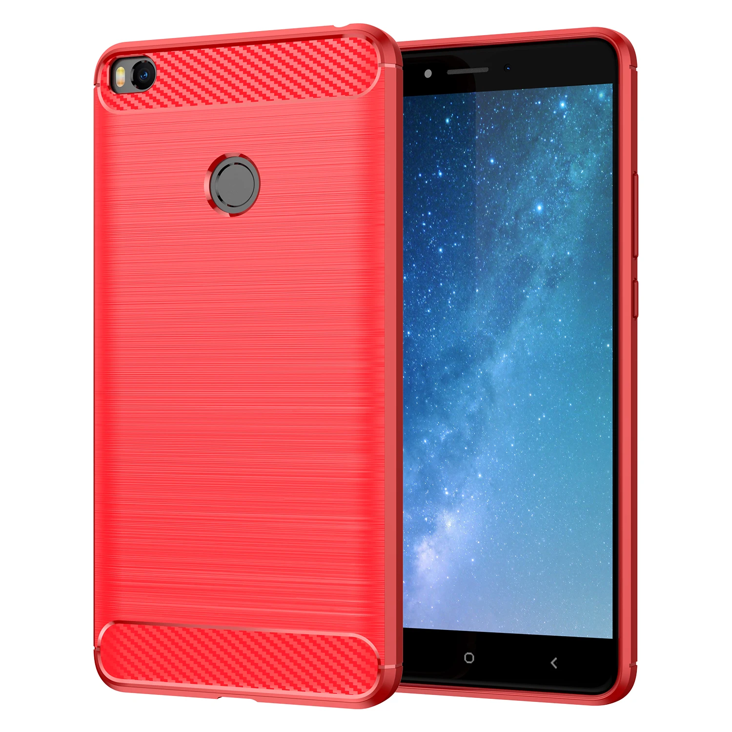 Shockproof Carbon Fiber Silicone Phone Case - Black