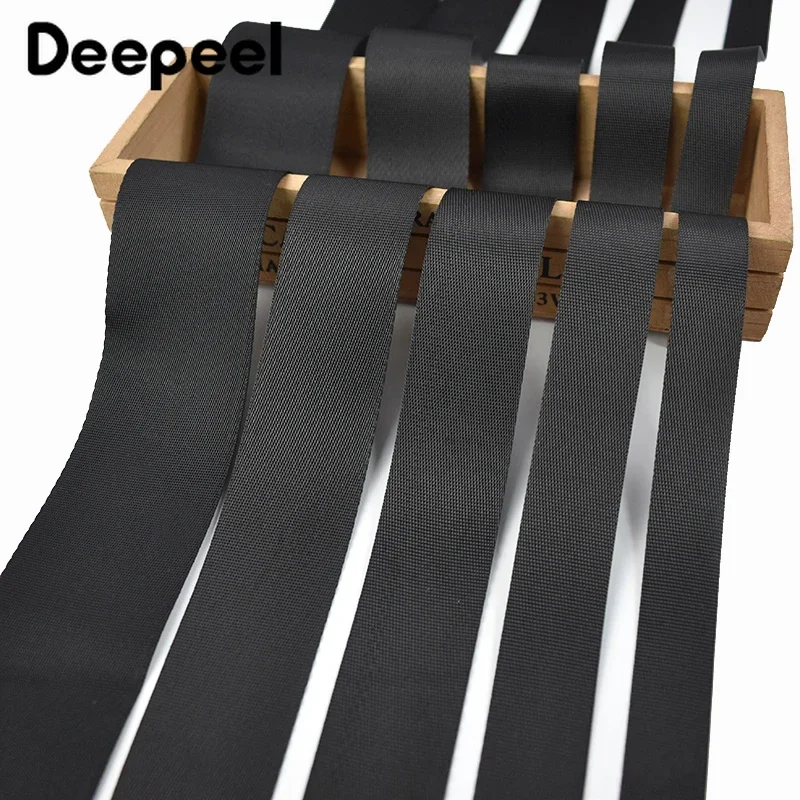 Black Nylon Webbing 5Meters 10-100mm for backpack clothes sewing tape luggage pet collar belt DIY accessories