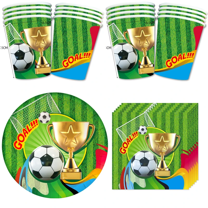 

60pcs/lot Football Theme Tableware Set Happy Birthday Party Plates Napkins Cups Dishes Decorations Baby Shower Events Supplies
