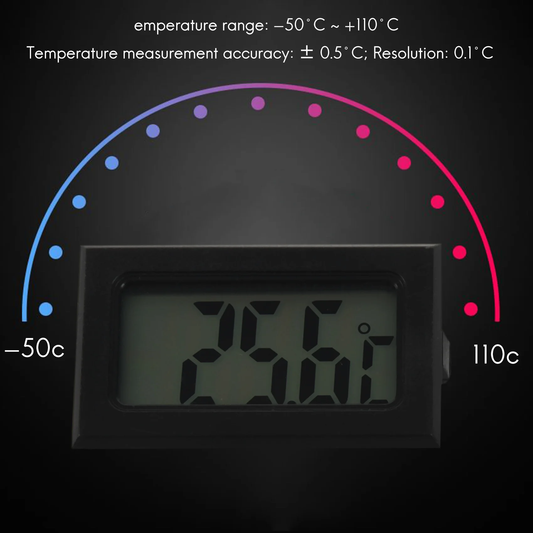 Фото Цифровой термометр с ЖК-дисплеем, датчик температуры от-50 °C до + 110 °C №3