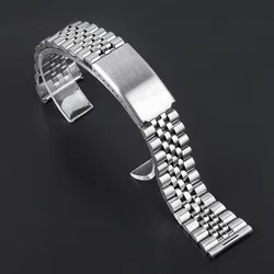 Sleek Stainless Steel Watch Band with Folding Buckle - Universal Fit Bracelet - 22mm (Silver)