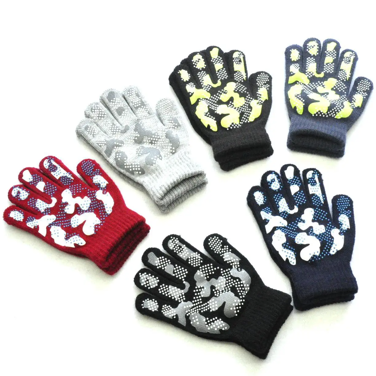5-11Y Children Winter Knitted Warm Gloves For Boys Girls Student New Camouflage Anti Slip Mittens Outdoor Cycling Skiing Gloves 2