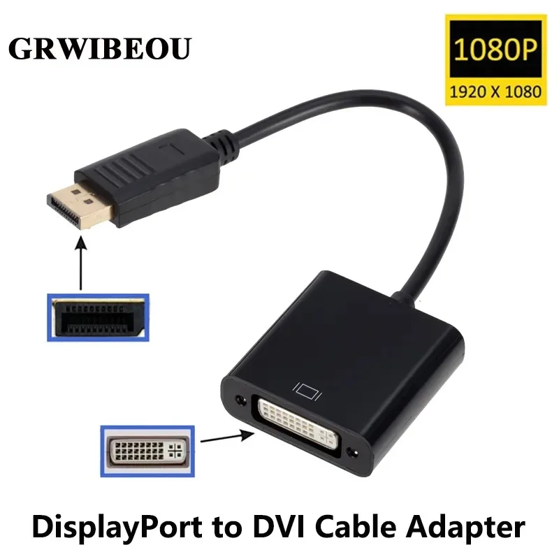 

GRWIBEOU DisplayPort to DVI Adapter DisplayPort to DVI Cable Adapter Converter Male to Female for Monitor Projector Displays