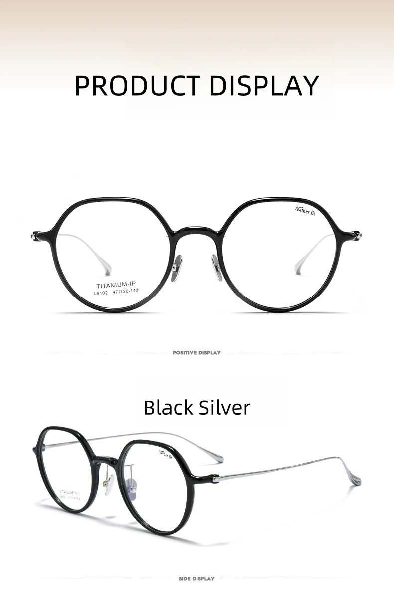 FIRADA Mode Ultra Licht Gläser Vintage Titan Transparent Brillen Luxus Brillen Rahmen Für Frauen L9102Y – Detail 9