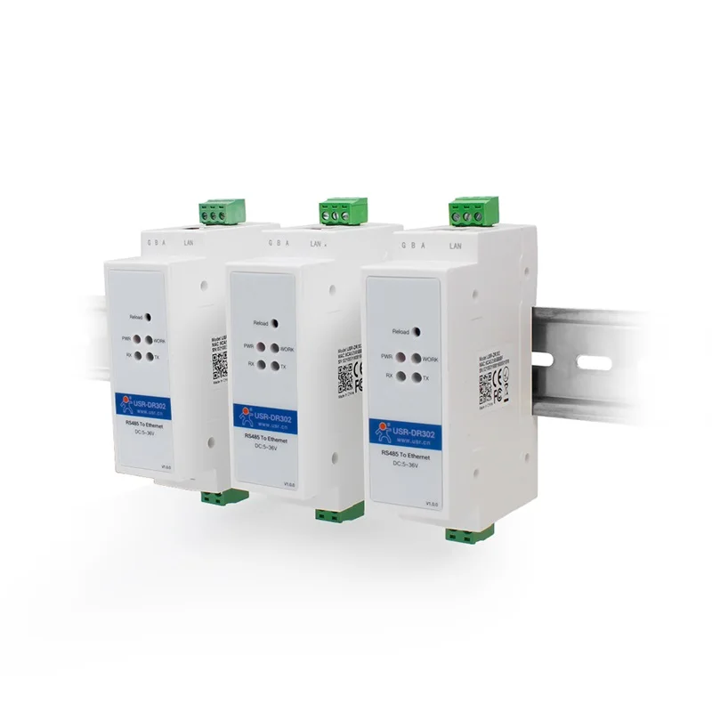 Convertidor de puerto serie a Ethernet Modbus RS485, USR-DR302 DIN-Rail, transmisión transparente bidireccional entre RS485 y RJ45
