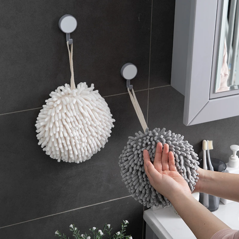 Chenille Hand Towels Wipe Hands Towel Ball Absorbent Quick Dry Sponge Wall-Mounted Bathroom Soft Plush Kitchen Bedroom Bath