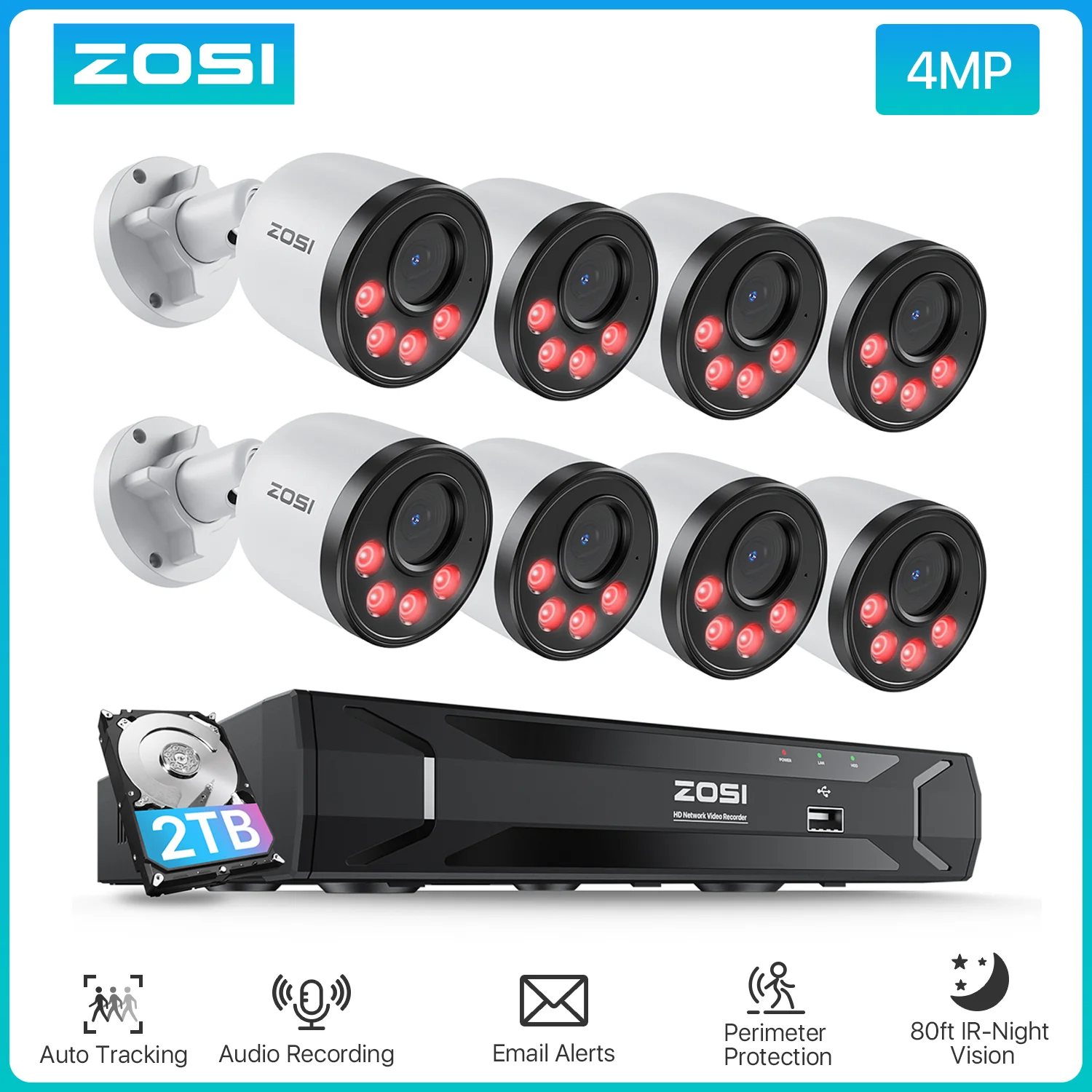 ZOSI 8CH PoE Security Camera System 1