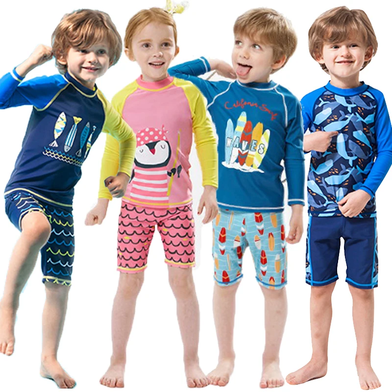 2025 New Boy Girl Swimwear Swim Suits Sun Protective Long Sleeve Children Swimsuits Children's Bathing Suit  Kids Swimming Suits