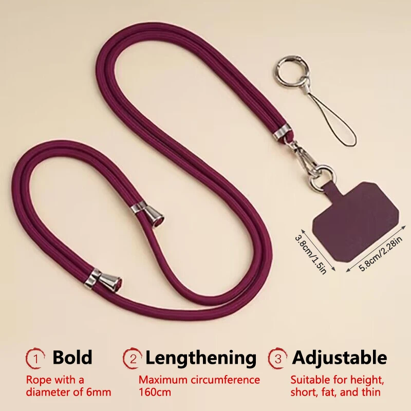 Universal Crossbody Lanyard Necklace with Adjustable Anti-Lost Strap and Clip