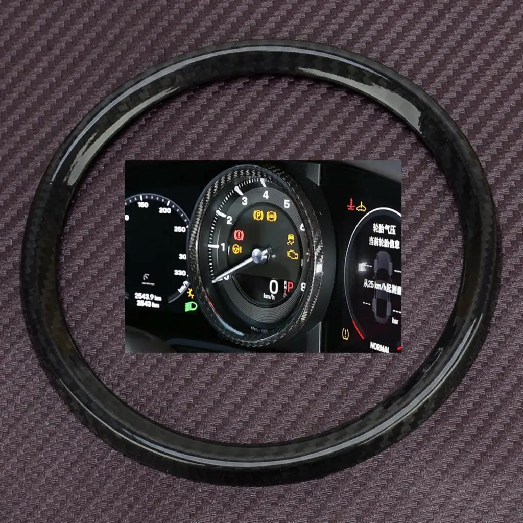 

Carbon Fiber Black Car Interior Dashboard Center Instrument Display Decorative Ring Frame Fit for Porsche 911 992 2022 2021-2019