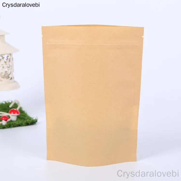 포장 지퍼 잠금 크래프트 종이 창 가방, 스탠드 업 선물 말린 음식 과일 차 포장 파우치 지퍼 셀프 씰링 백, 100 개