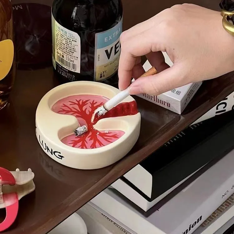 Pink Lung Ashtray Resin Funny Cool Desktop Cigarettes Smoking Cigar Ashtray Home Smokers Ash Tray Holder Creative Ashtrays Tray portable ashtray cigarettes ashtray silicone ashtray stainless steel ashtray metal ashtray ceramic ashtray