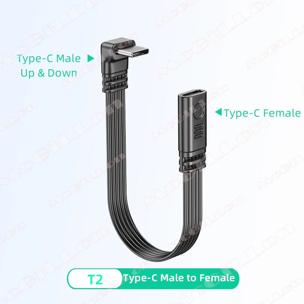 Angled USB-C Extension Cable - Fast Charging Data Cord