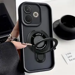 Universal 3D Holder Stand Soft Silicone TPU Phone Case for OPPO A60 5G (Black)