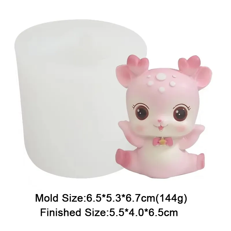 Nette Cartoon Sika Deer Modell Silikon Form Handgemachte Gips Aromatherapie Kerze, Der Form DIY Harz Kuchen Dekoration Werkzeuge – Detail 8