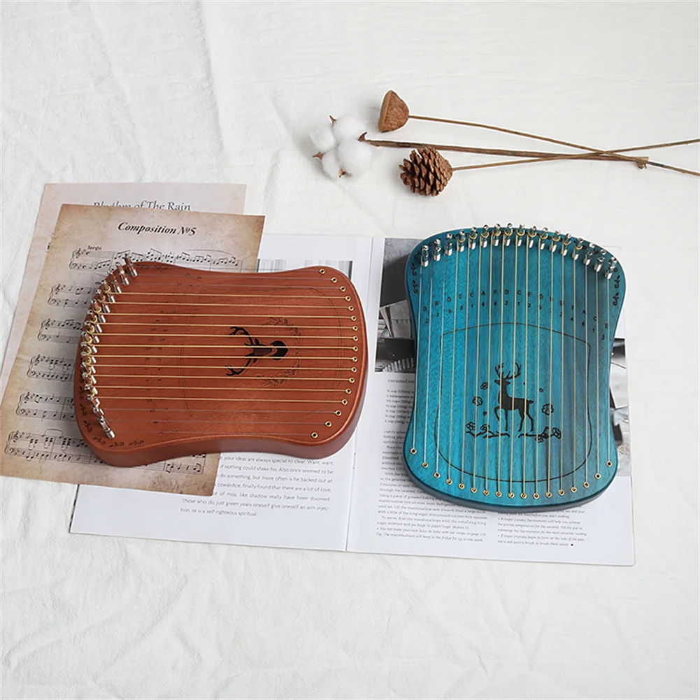 17 Metal Strings Harpika Mini Lyre Harp Mahogany Plate Keyboard Finger Piano With Tuning Wrench Spare Strings harp musical instrument