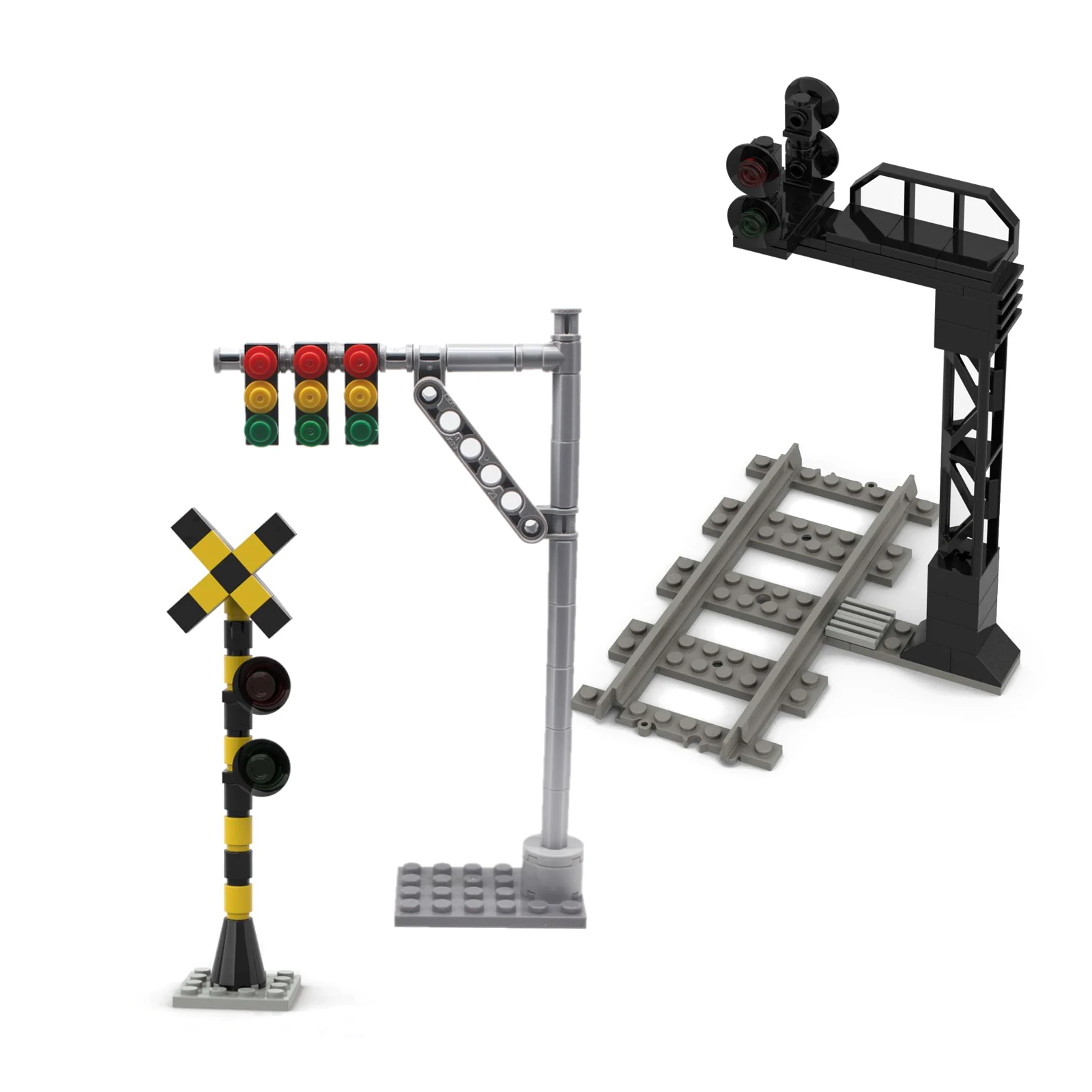 MOC Model Track Light Train Signal Light Building Bricks Blocks City