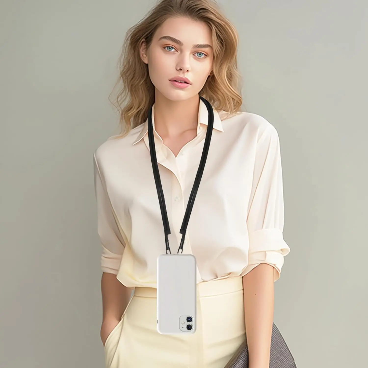 Cell Phone Lanyard, Upgraded Double Buckle Hole Ring Cell Phone Lanyard Patch and Adjustable Neck Strap No-Residue Adhesive-Free 2