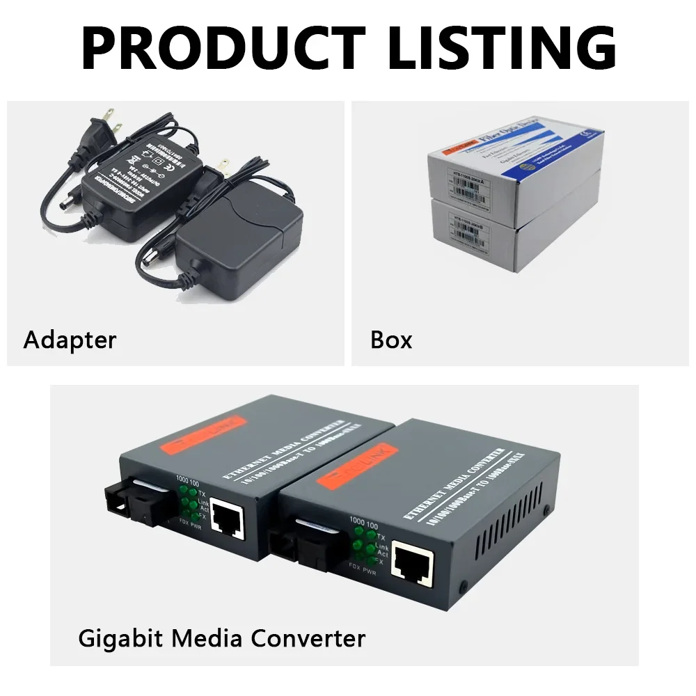Fiber Optical Media Converter OPTFOCUS Gigabit Media Converter 1000Mbps SM Transceiver SC Module 20km A B 5pairs Fiber Optic Media Converter