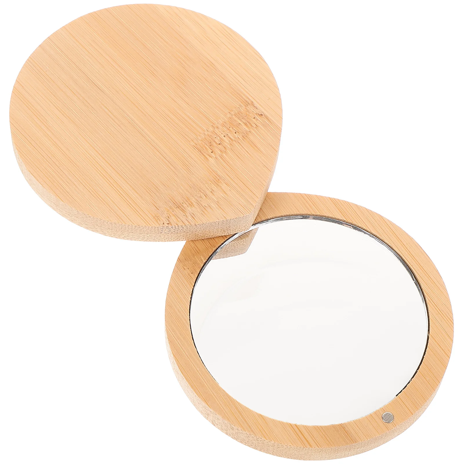 Bamboo Hand Mirror Small Compact Portable Pocket Makeup Mirror For Women Travel Lightweight Mini Mirrors Handheld