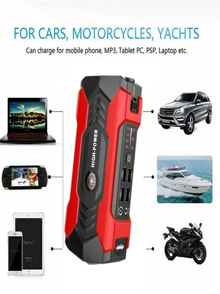 99800mAh Car Jump Starter Power Bank 200-600A Portable Charger Car Booster 12V Auto Starting Device Emergency Battery Start