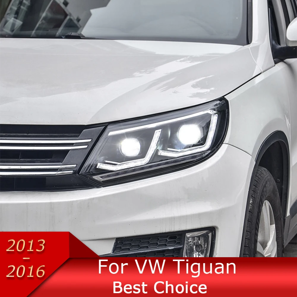 

Автомобильные фары для Tiguan 2013-2016 Светодиодные Автомобильные фары сборка обновление 2021 дизайн LHD RHD версия DRL аксессуары для объектива проектора