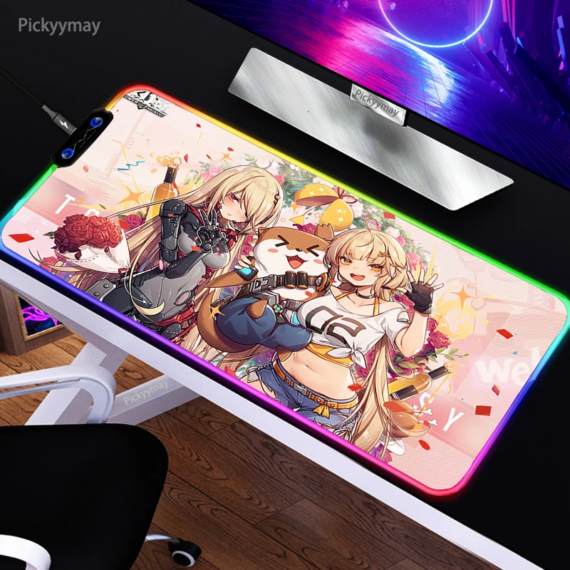 

Anime Gaming Mousepad Tower Of Fantasy RGB Mouse Pad Large PC Gamer LED Glow Mause Mat Soft Rubber Laptop Deskmat Accessories