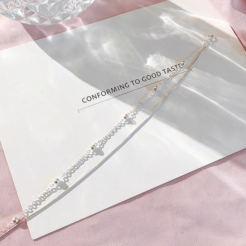 925 Sterling Silver Round Ball Lucky Bracelets Woman Double-Layer Snake Chain Hot Top Quality Jewelry Wedding Jewellery