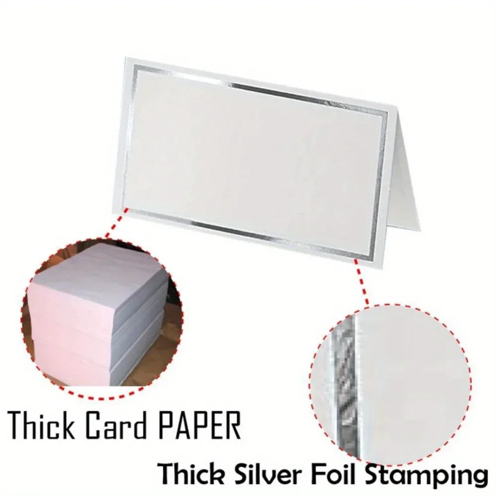 Wedding Name Cards Greeting Cards Thank You Cards 50pcs Gold Silver Name Place Cards Seating Number Card Table Decor Christmas Birthday Party