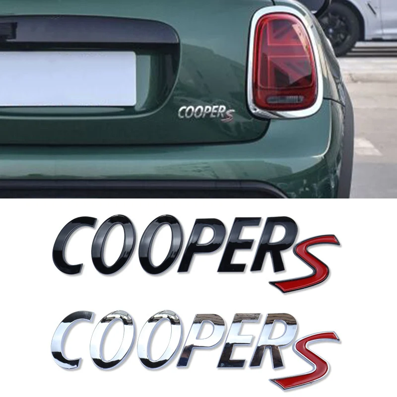 3D Abs Chrome Black Cooper S Logo Car Trunk Emblem Badge Per Mini Cooper S R53 R56 F56 F55 R50 R57 Cooper S Sticker Accessori