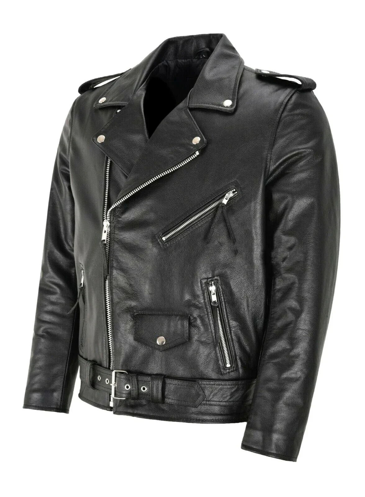Men Leather Jacket Motorcycle Slim Fit