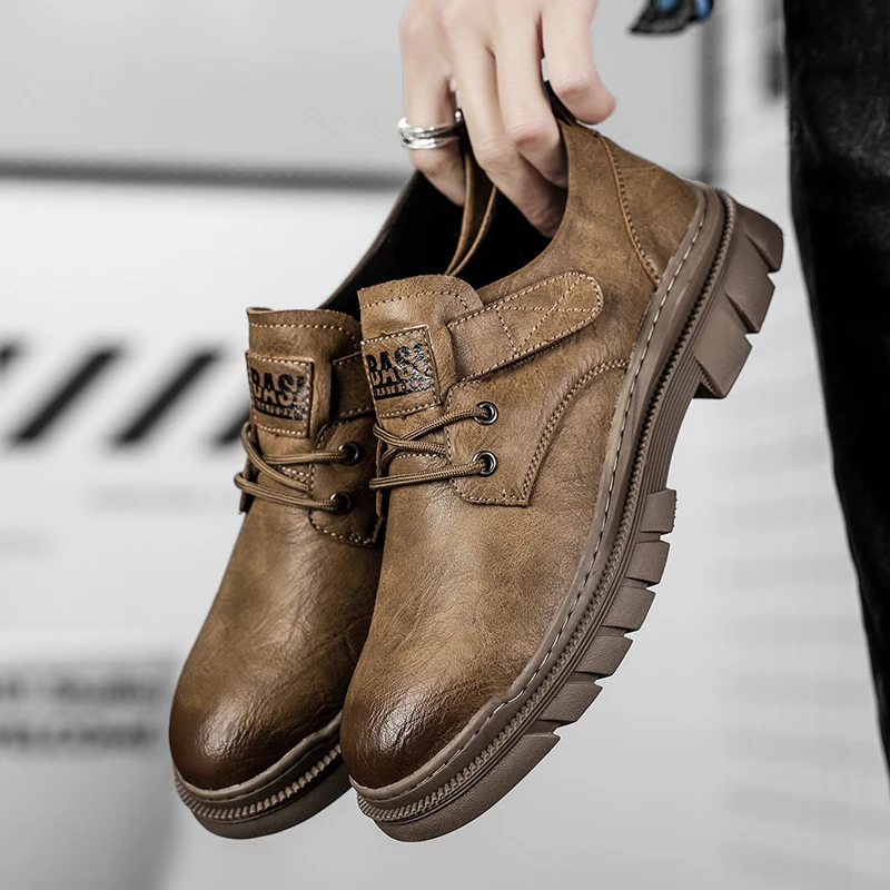 2023 Classic Men's Genuine Leather Shoes Thick Sole Business Shoes Outdoor Men's Casual Shoes Trend Men's Hiking Travel Shoes