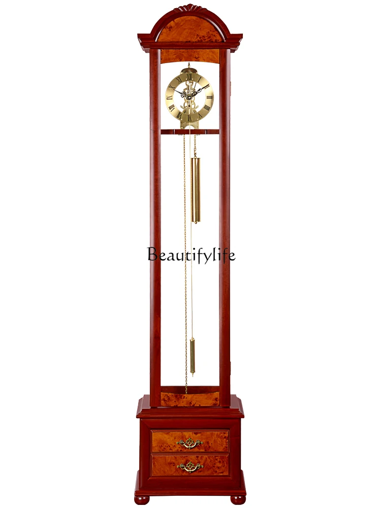 

New Chinese Retro Vertical Solid Wood Machinery Floor Clock