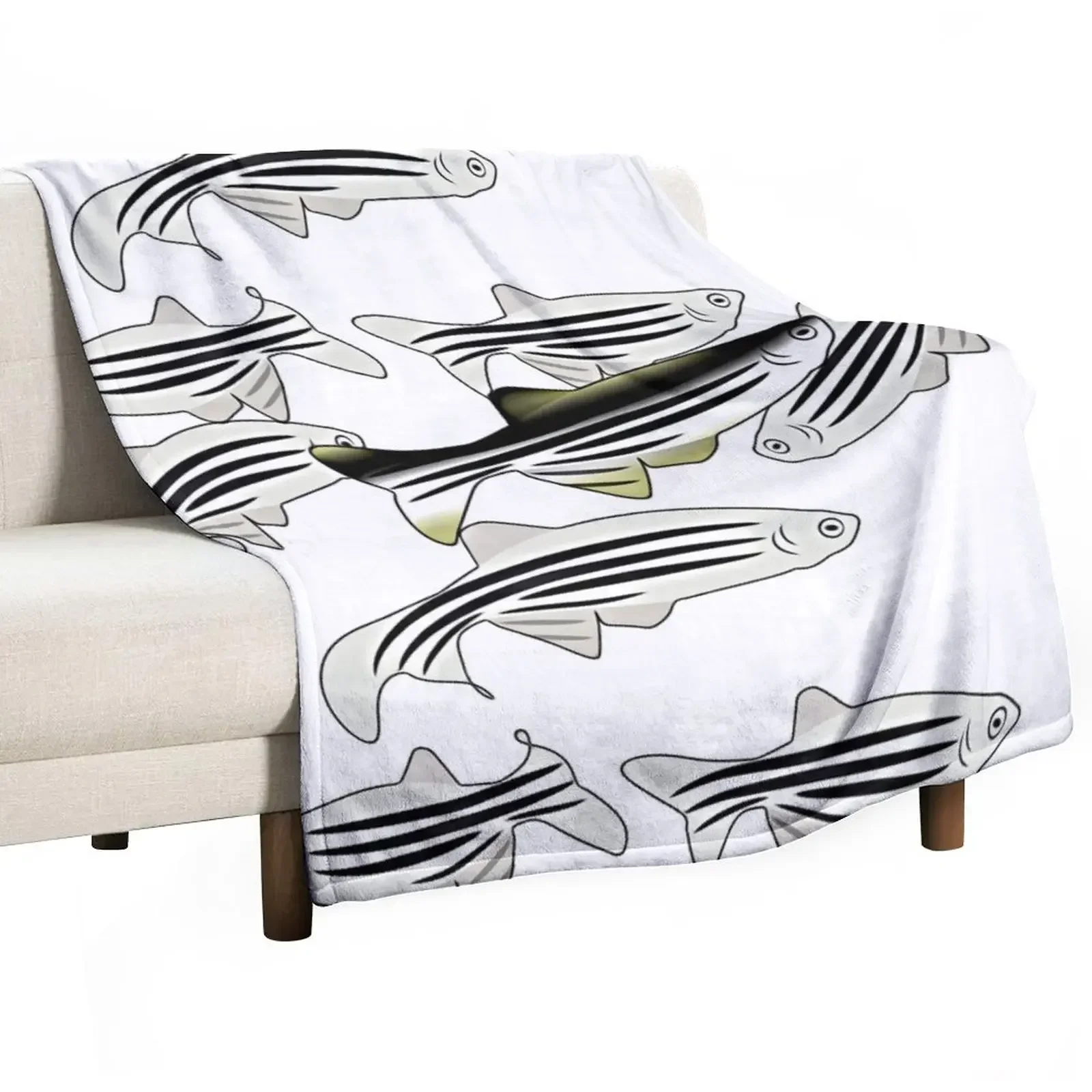 

ZebraFish Monochrome Throw Blanket Moving Fluffy Softs Blankets