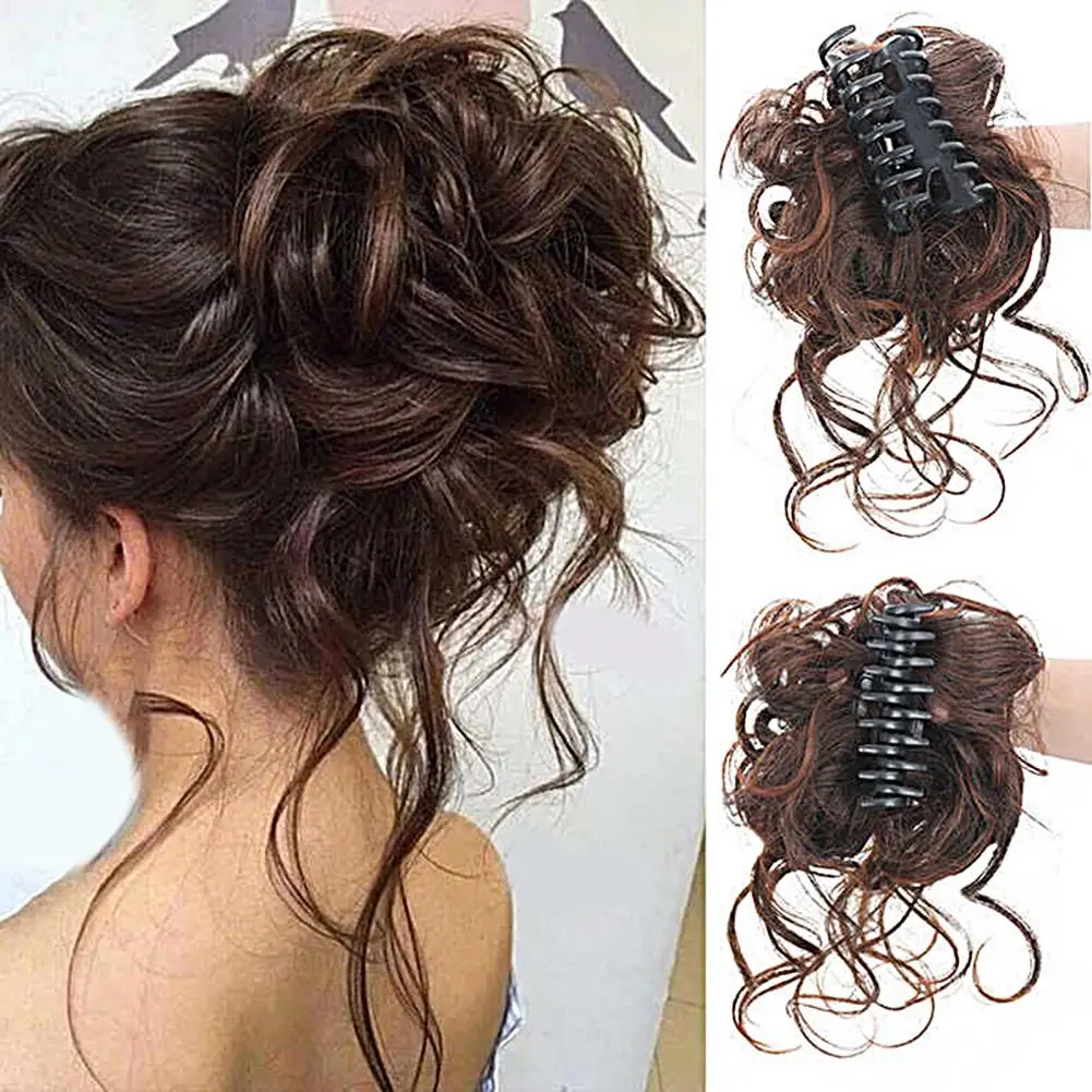 

Synthetic Hair Bun Chignon Messy Curly Hair Band Elastic Scrunchy False Hair Pieces For Women Hairpins Black Brown