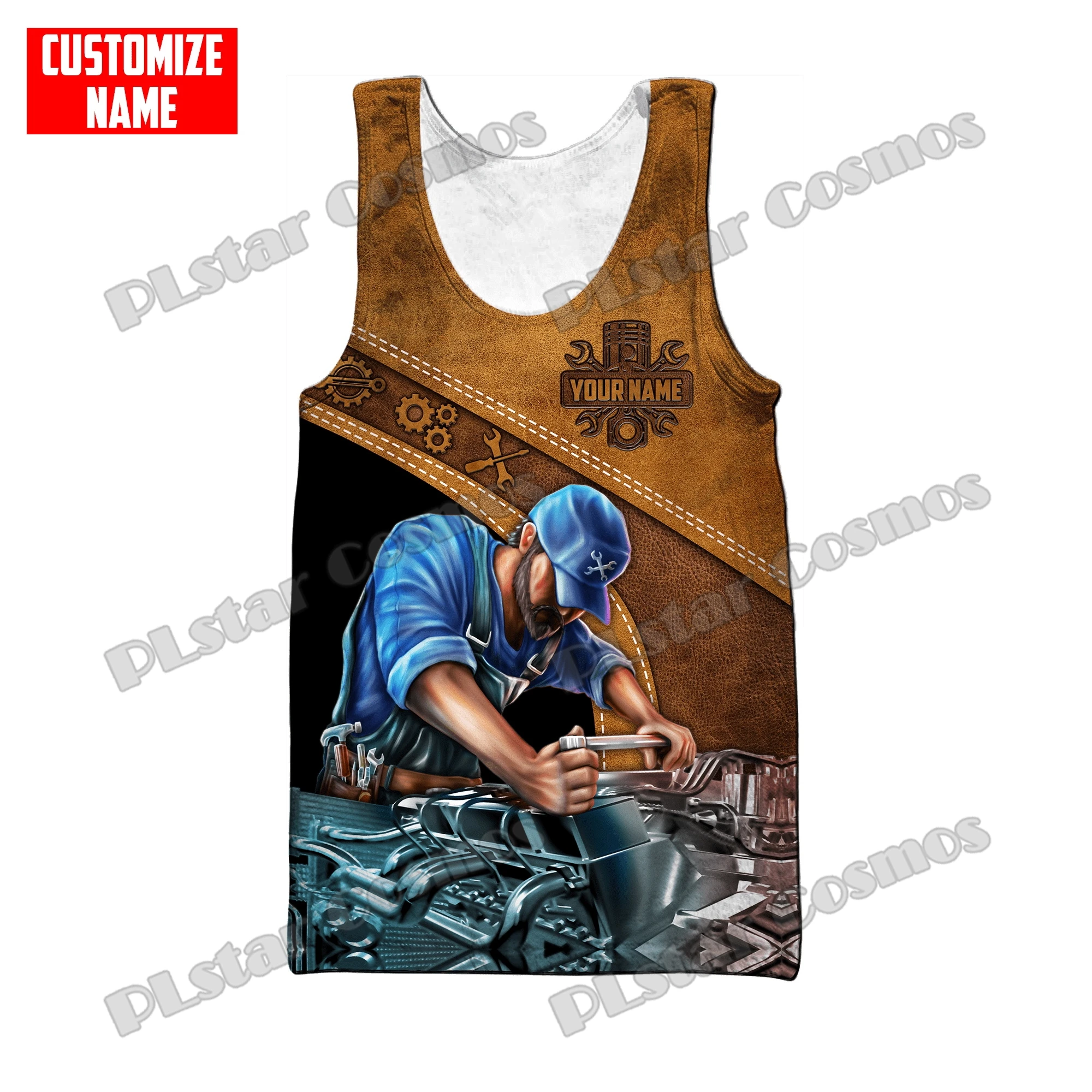 PLstar Cosmos Angepasst Name Mechaniker Metall Muster 3D Gedruckt Herrenmode Weste Sommer Unisex Harajuku Casual Tank tops BXD41 – Detail 12
