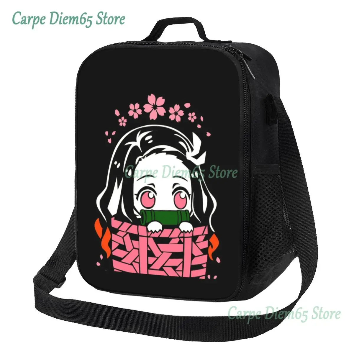 Nezuko Kamado Kimetsu No Yaiba 여성용 보온 도시락 가방, 애니메이션 악마 슬레이어 쿨러, 캠핑 여행 