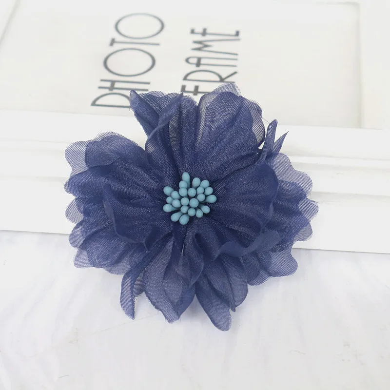 10 Teile/los 6,5 CM Handgemachte Chiffon Stoff Blumen Für DIY Haar Zubehör Kleid Schuhe Hüte Dekoration – Detail 7