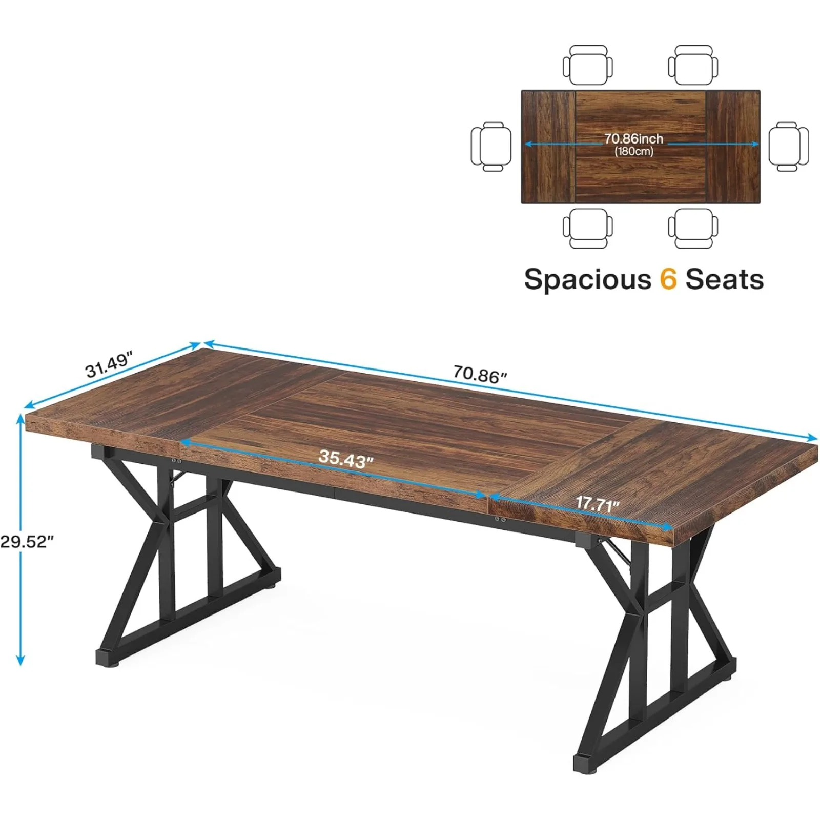 US 70.8-Inch Executive Desk, Large Computer Office Desk Workstation, Modern Simple Style Laptop Desk Study