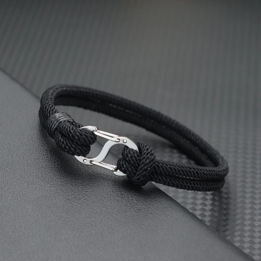 Mover Bracelets Men's Rope Bracelet - Handmade Stainless Steel Shackle, Waterproof, Durable Nautical Style