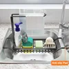 Telescopic Sink Shelf Adjustable Kitchen Soap Sponge Rag Brush Holder Stainless Steel Sink Drain StorageRack Sink Storage Basket 3