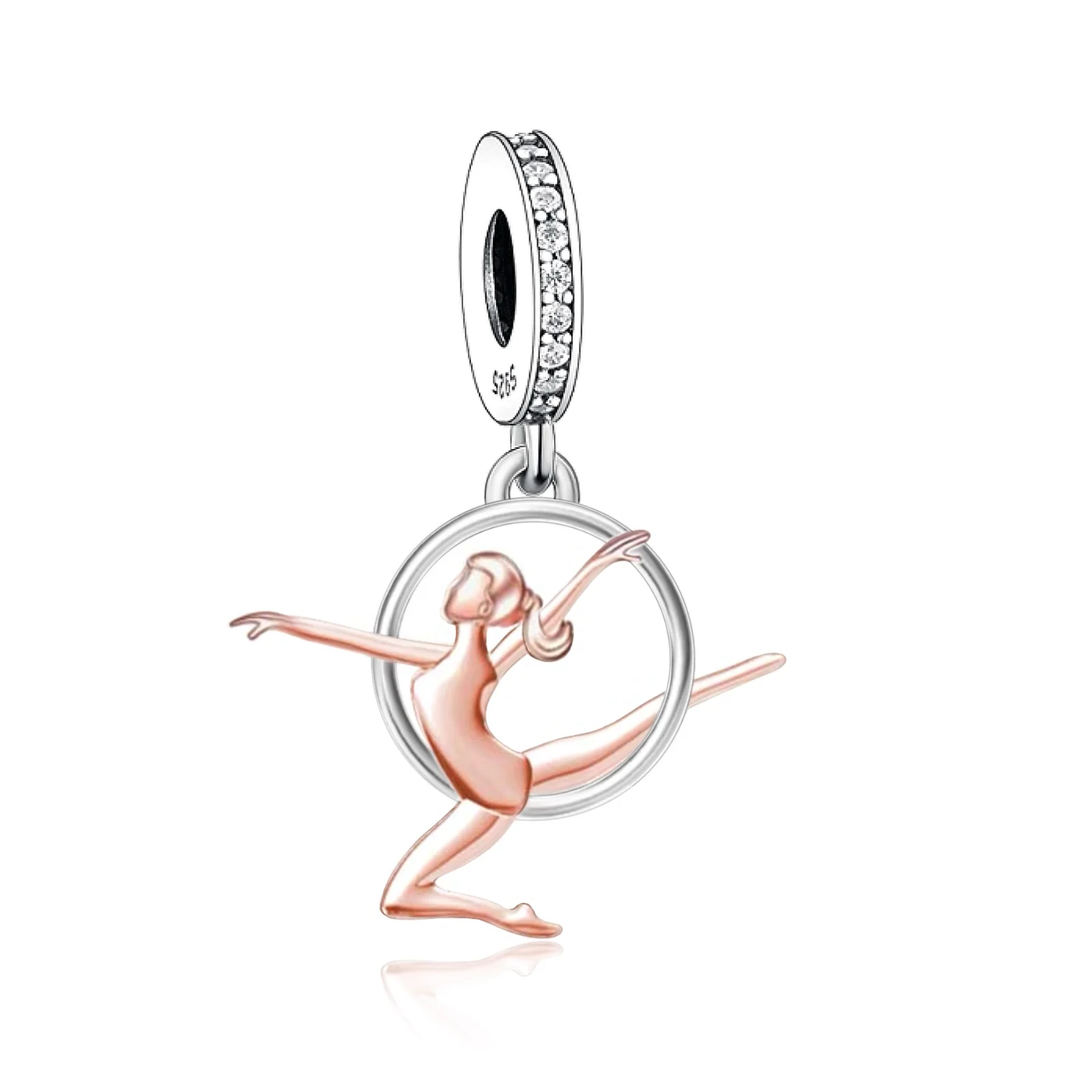 Fit Original Pan Charms Bracelet 925 Silver Never Give up Your Dreams Gymnast Bead For Making Teacher Gymnastics Team Berloque 3