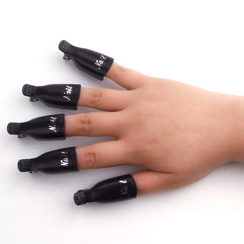 Nail Polish Remover Nail Gel Remover Nail Debonder Nail Polish Remover Wraps 5/10Pcs Plastic Nail Clips Acrylic Foot Toe Soak Off Cap Clip UV Gel Polish Semi-permanent Remover Wraps Cleaner Nail Degreaser