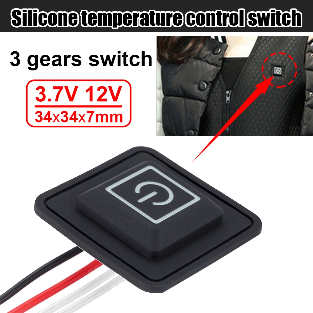 3.7-12V Universal Siliconen Knop Switch Verwarmd Vest Broek Handschoenen Electirc Verwarming Kleding Temperatuur Controller Knop